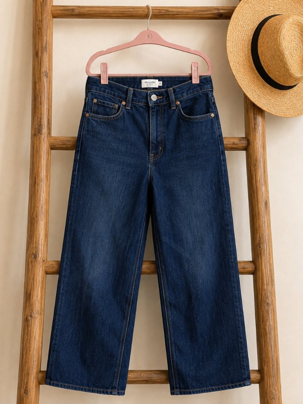 Abercrombie 90s Relaxed High Rise Straight Jeans Dark Wash 14R 32